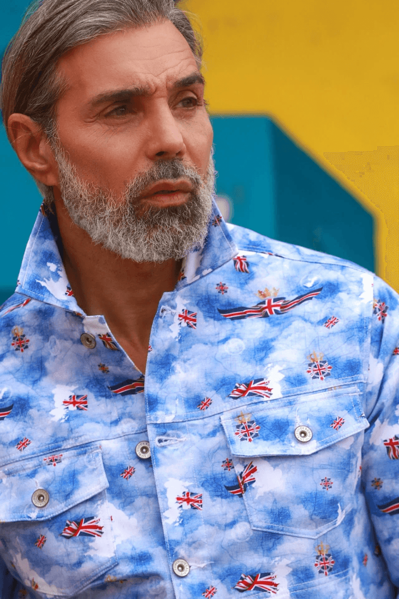 GREAT BRITAIN PRINT DENIM COTTON SHACKET