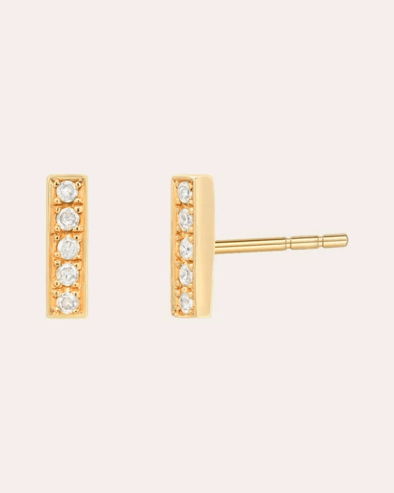Zoe Lev Women's Diamond & 14k Gold Bar Stud Earrings
