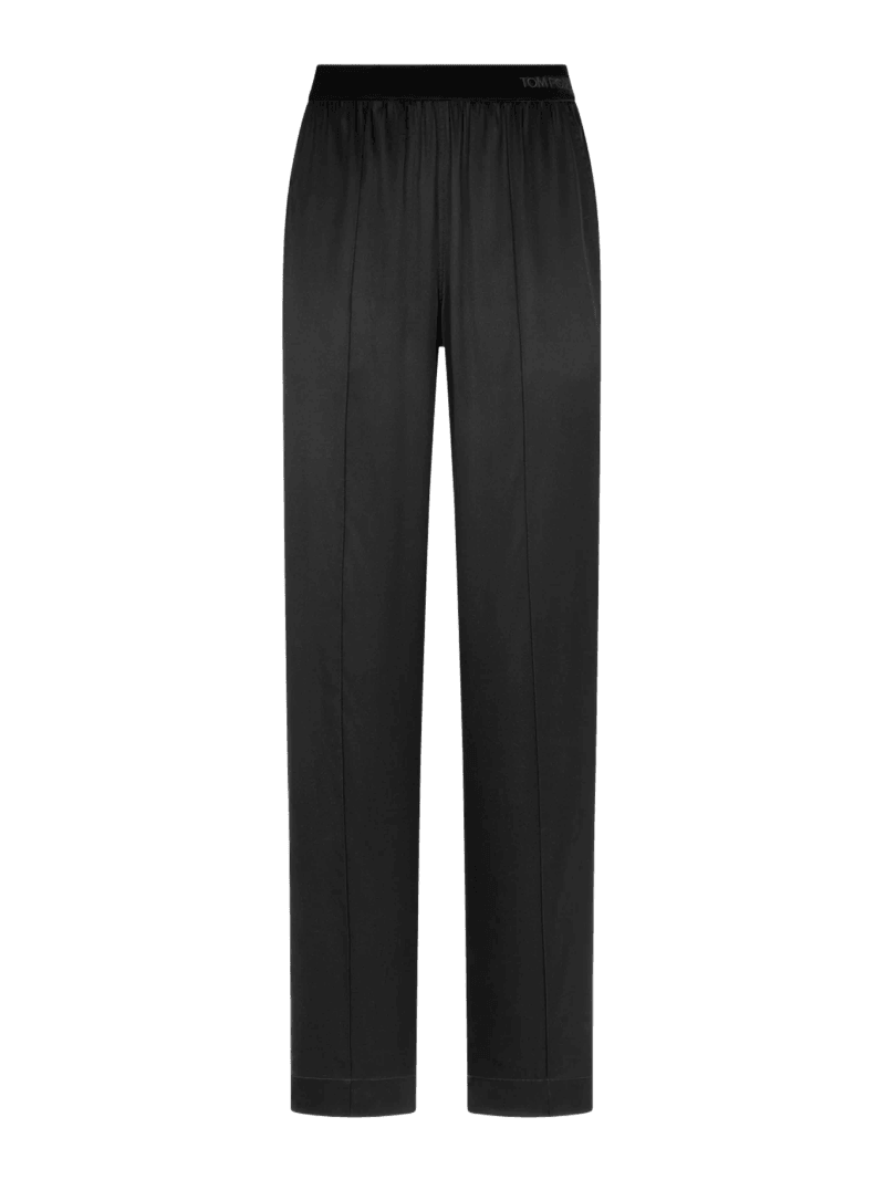 BLACK STRETCH SILK SATIN TROUSERS - Tom Ford - Woman