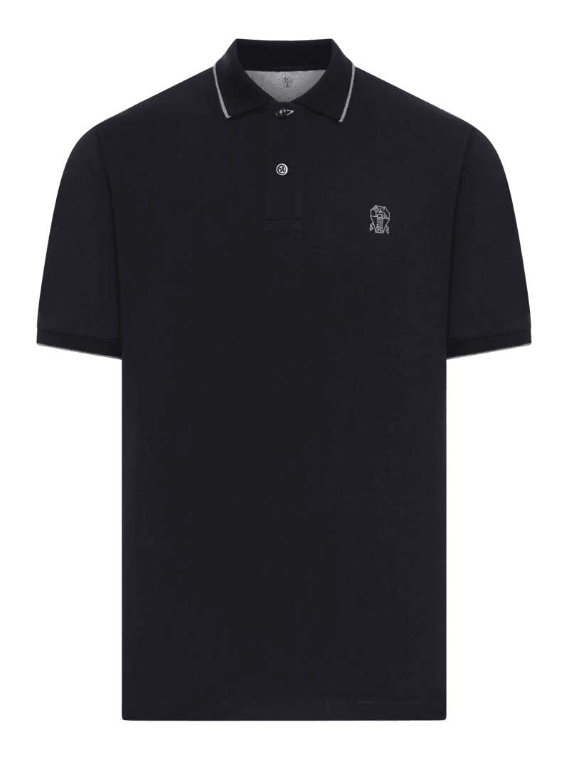 COTTON POLO SHIRT WITH EMBROIDERED LOGO - Brunello Cucinelli - Man