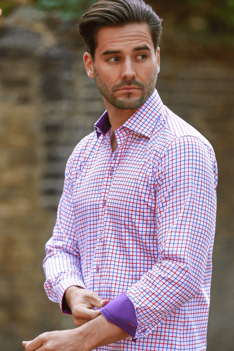 RED, WHITE & PURPLE CHECK