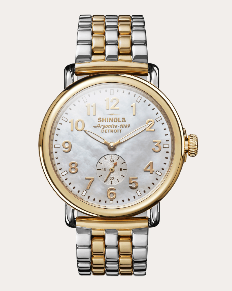 Shinola Women's Mother of Pearl Runwell 41mm Sub-Second Watch in White Mother Of Pearl Stainless Steel