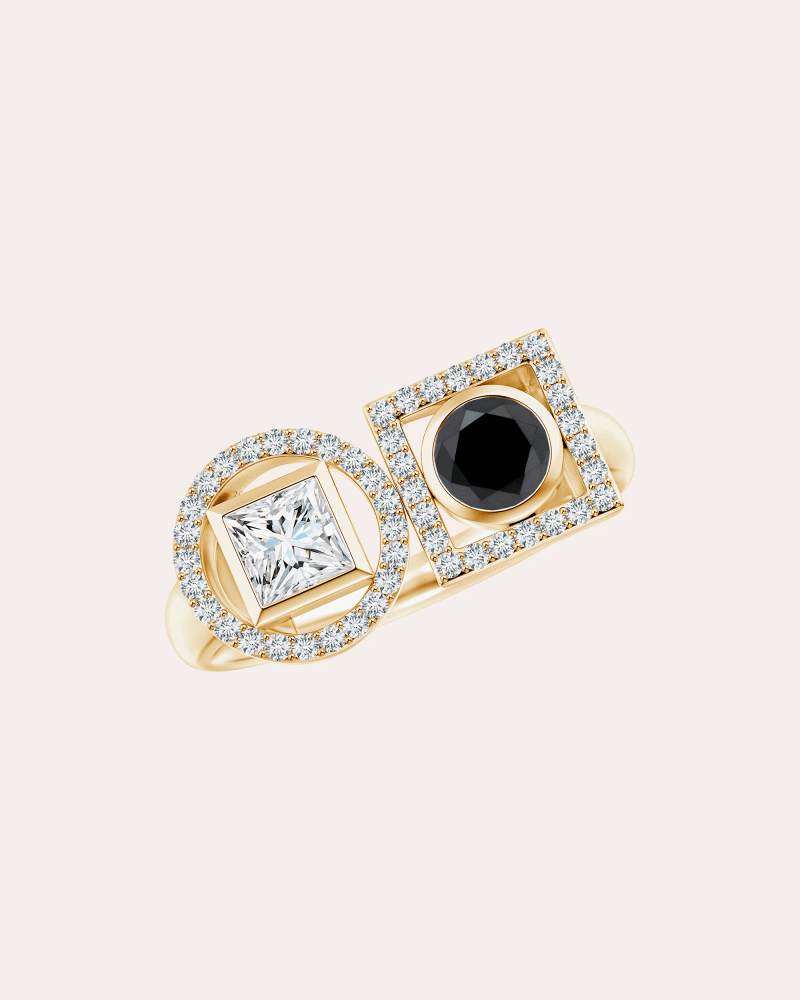 Natori Women's Black & White Diamond Infinity Ring in Gold 14K Gold