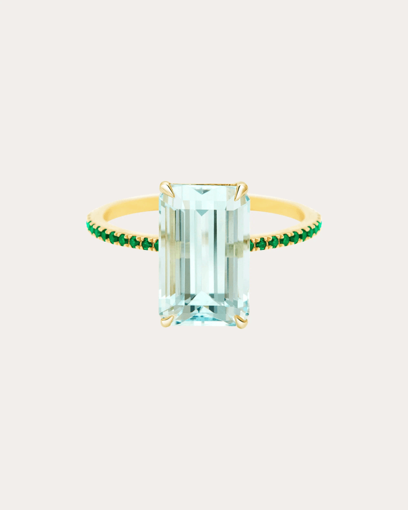 Yi Collection Women's Aquamarine & Emerald 18k Gold Spring Ring in Blue & Green