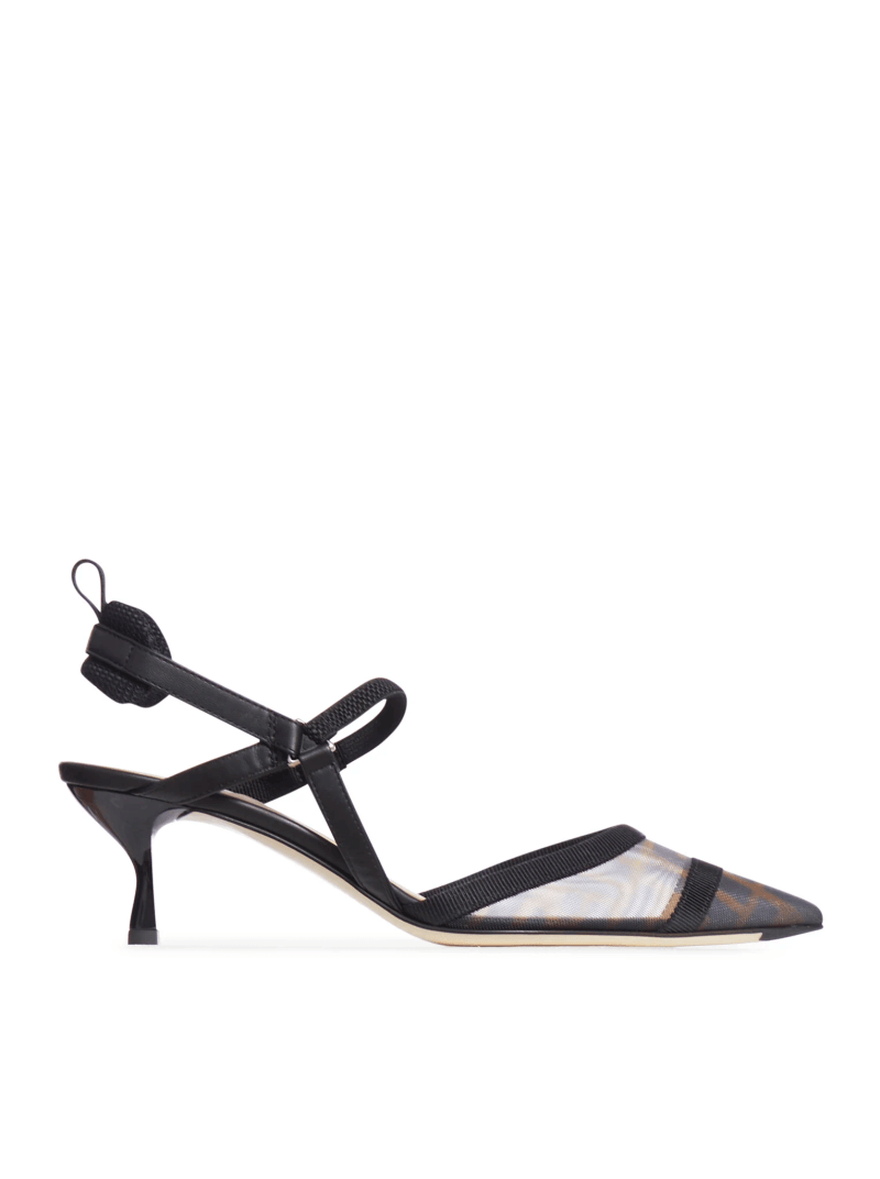 COLIBRI` LITE SLINGBACK WITH MEDIUM HEEL IN BLACK MESH FF - Fendi - Woman