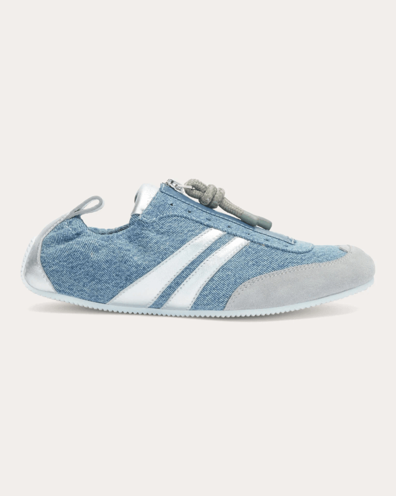 3.1 Phillip Lim Women's On The Go Denim Sneaker in Blue Suede/Leather/Rubber