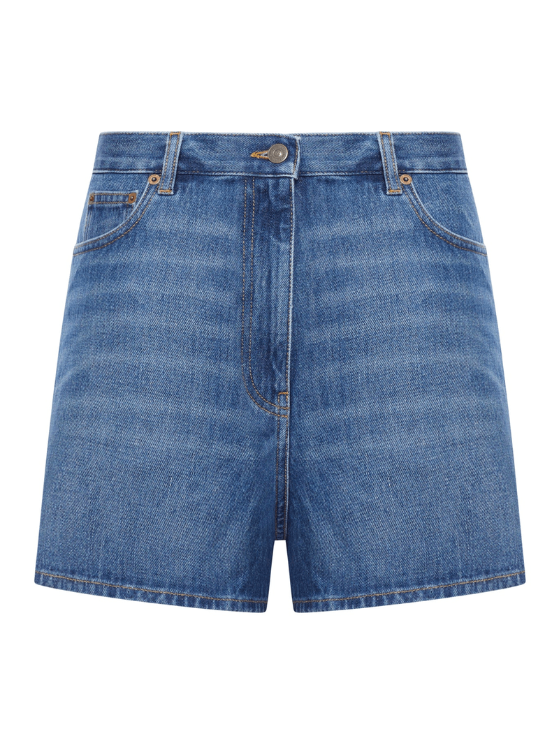 SOLID DENIM SHORTS - Valentino Garavani - Woman