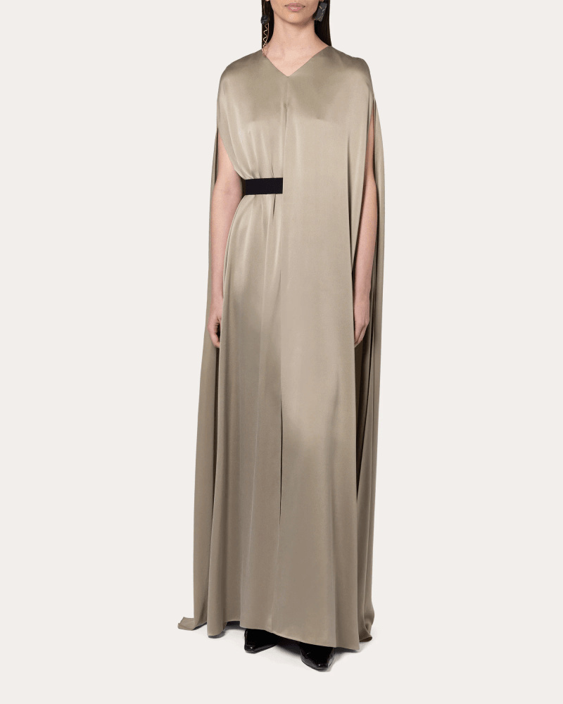 Roksanda Women's Fyeris Silk Cape Maxi Dress in Silver Silk/Acetate