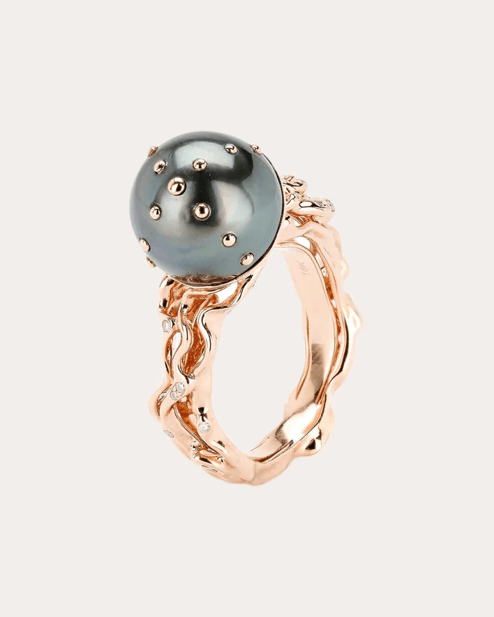 Bibi van der Velden Women's Tahitian Pearl & Diamond Jellyfish Ring in 18K Rose Gold, 18K White Gold 18K Gold