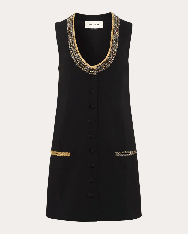 Hellessy Women's Zeke Beaded Crepe Tunic Vest in Black Polyester/Spandex