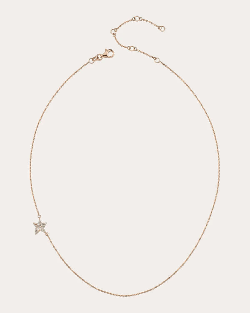 Bee Goddess Women's Diamond Sirius Star Mini Charm Necklace in Rose Gold 14K Gold