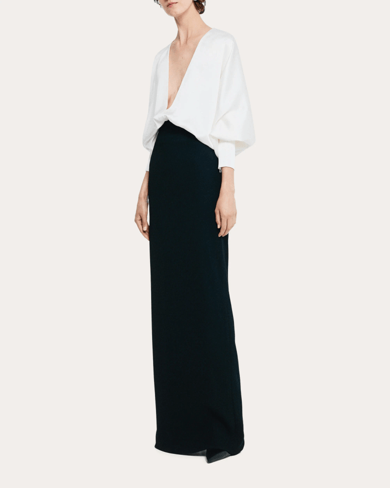 SEV Women's Crepe High-Rise Maxi Skirt in Black Polyester