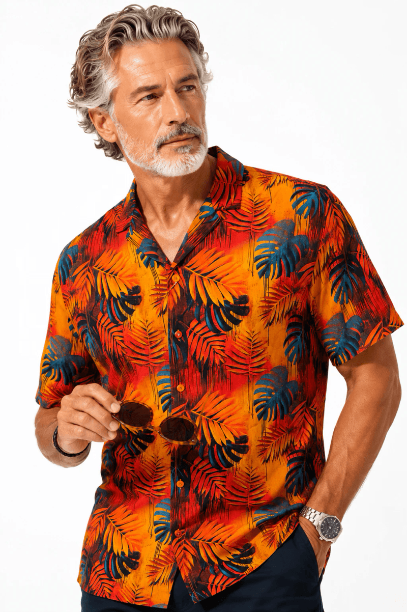 THE MIDNIGHT TROPICAL LEAVES HAWAIIAN SHIRT