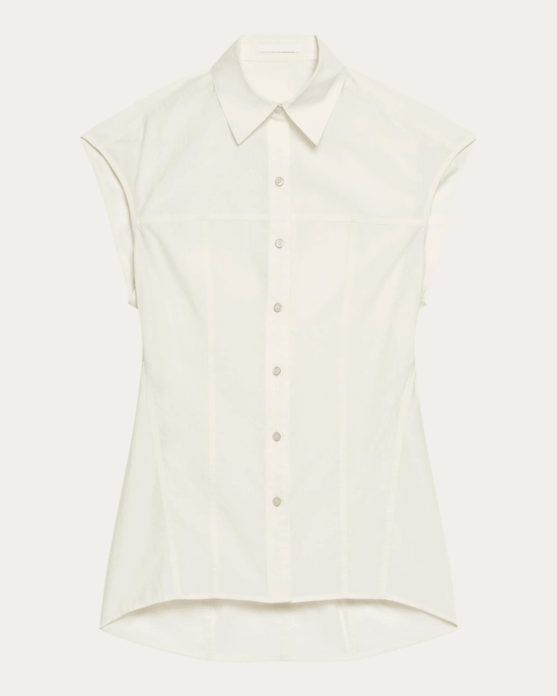 Helmut Lang Women's Organic Cotton Sleeveless Work Shirt in White Cotton/Polyamide