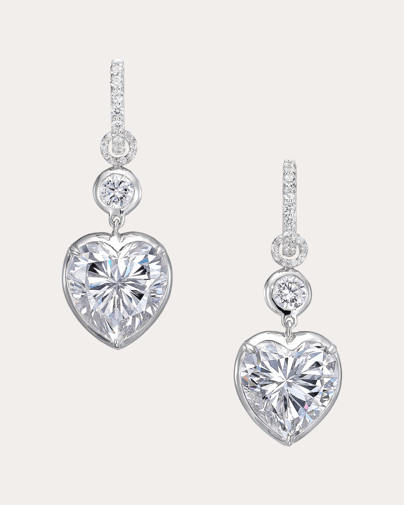 Anabela Chan Women's Diamond Large Heart Hoop Earrings in White 9K Gold