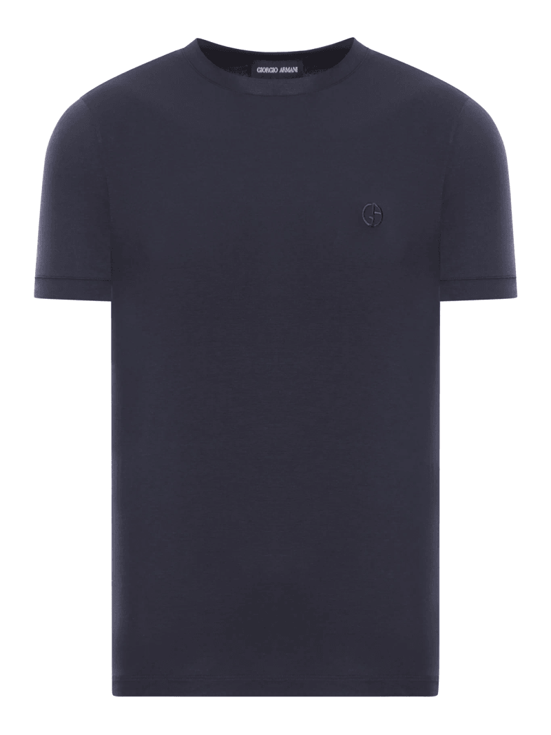 CREWNECK SHORT SLEEVED SWEATER IN STRETCH VISCOSE JERSEY - Giorgio Armani - Man