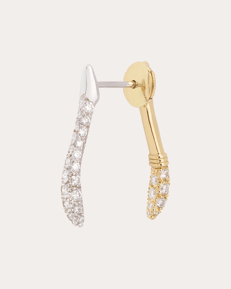 MYSTERYJOY Women's Diamond & 18k Gold Large Wishbone Ear Jacket in Yellow Gold / White Gold