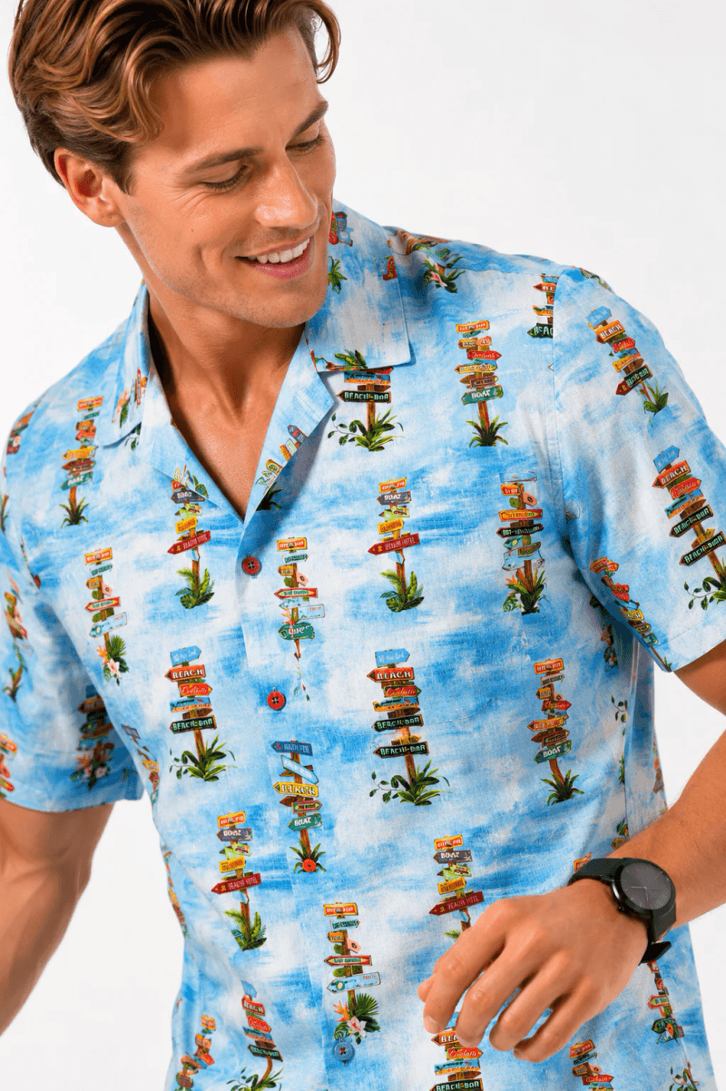 TIE DYE BEACH SIGNS HAWAIIAN SHIRT