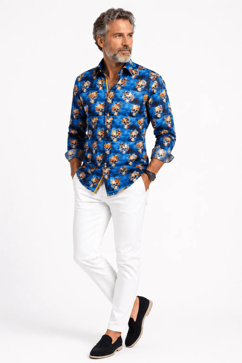 SKULL & BUTTERFLY PRINT SHIRT