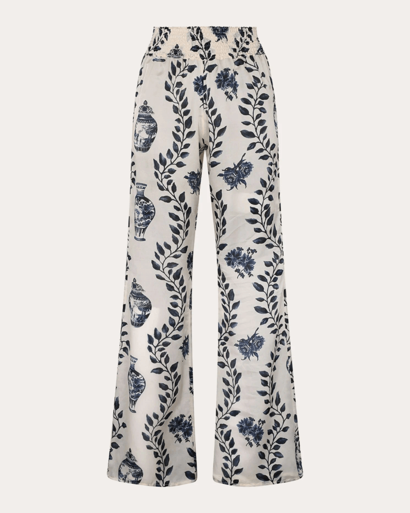 Aguaclara Women's Dynastie Royale Cotton Silk Pull-On Pants in Blue Cotton/Silk