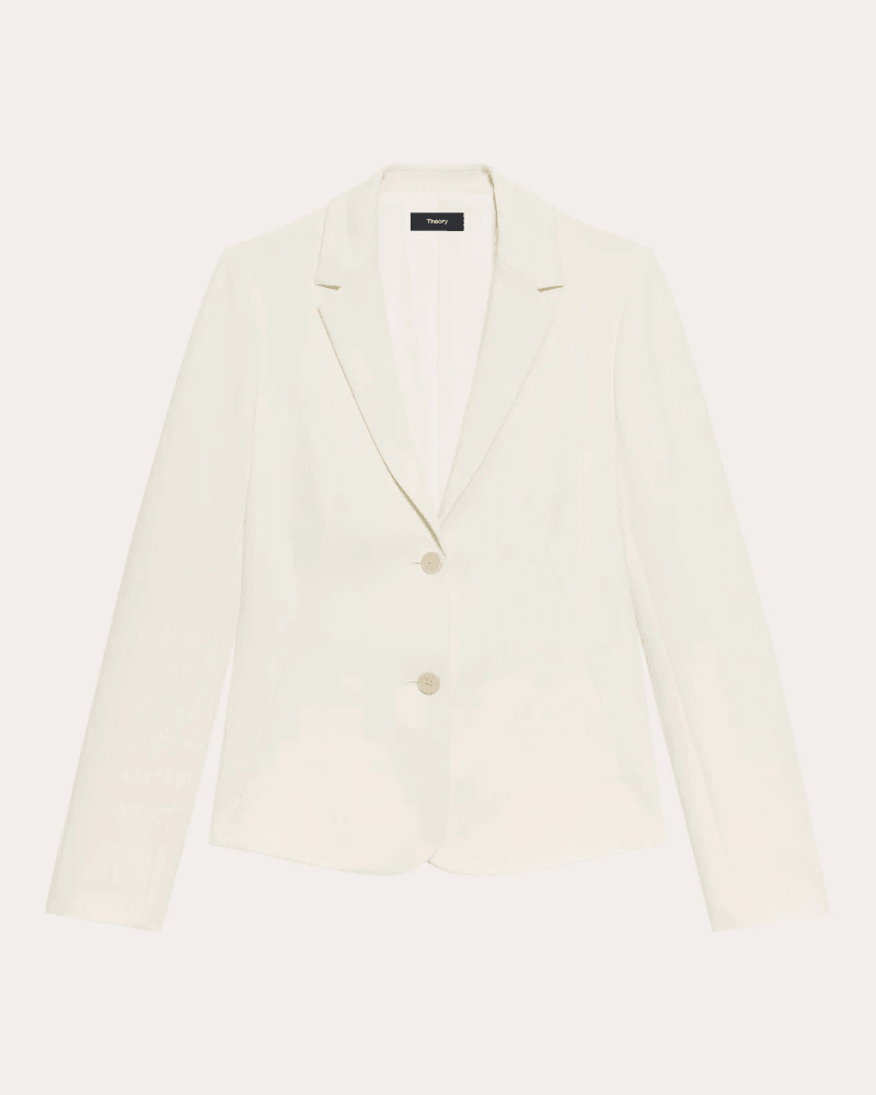 Theory Women's Admiral Crepe Tailored Blazer in White Polyester/Acetate