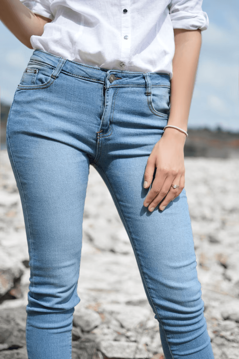 Wide Leg Denim Jeans - Dark Blue