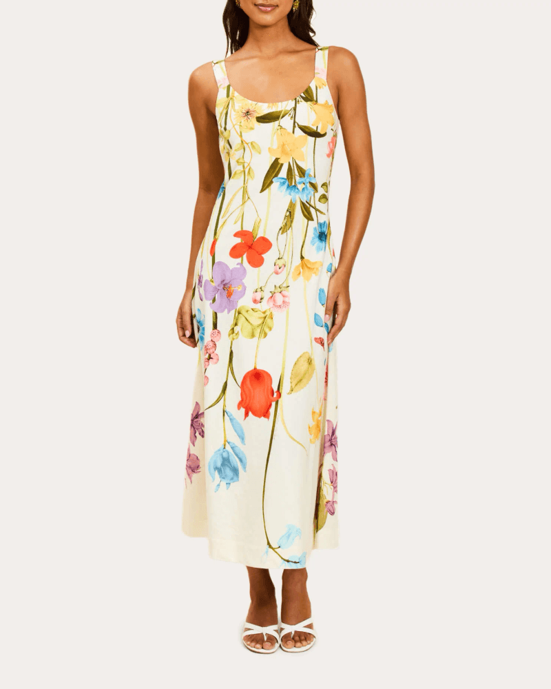 Mestiza Women's Sugarcane Floral Cotton Bias Slip Midi Dress Cotton/Linen