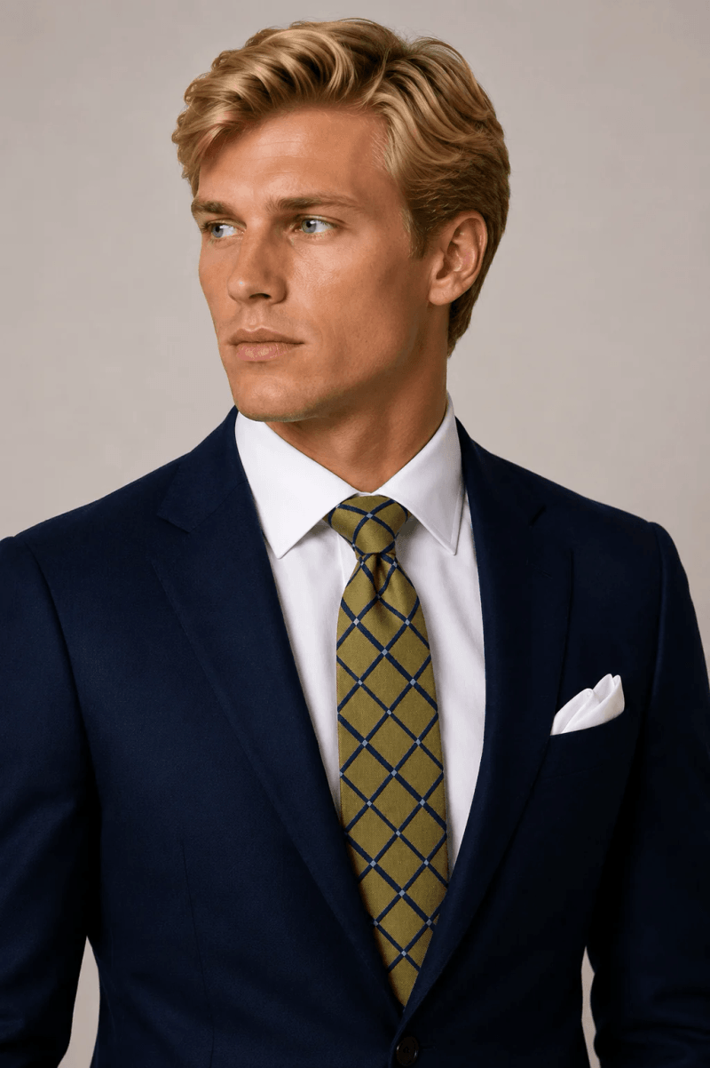 Silk Gold and Navy Neck-Tie