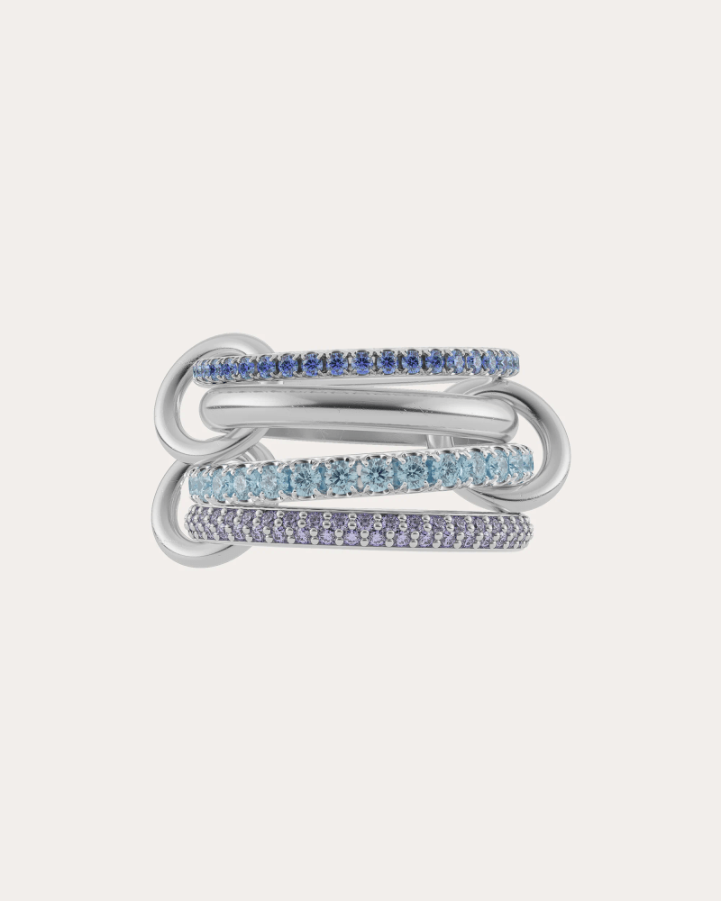 Spinelli Kilcollin Women's Aquamarine & Sapphire Iris Ring in Silver Sterling Silver
