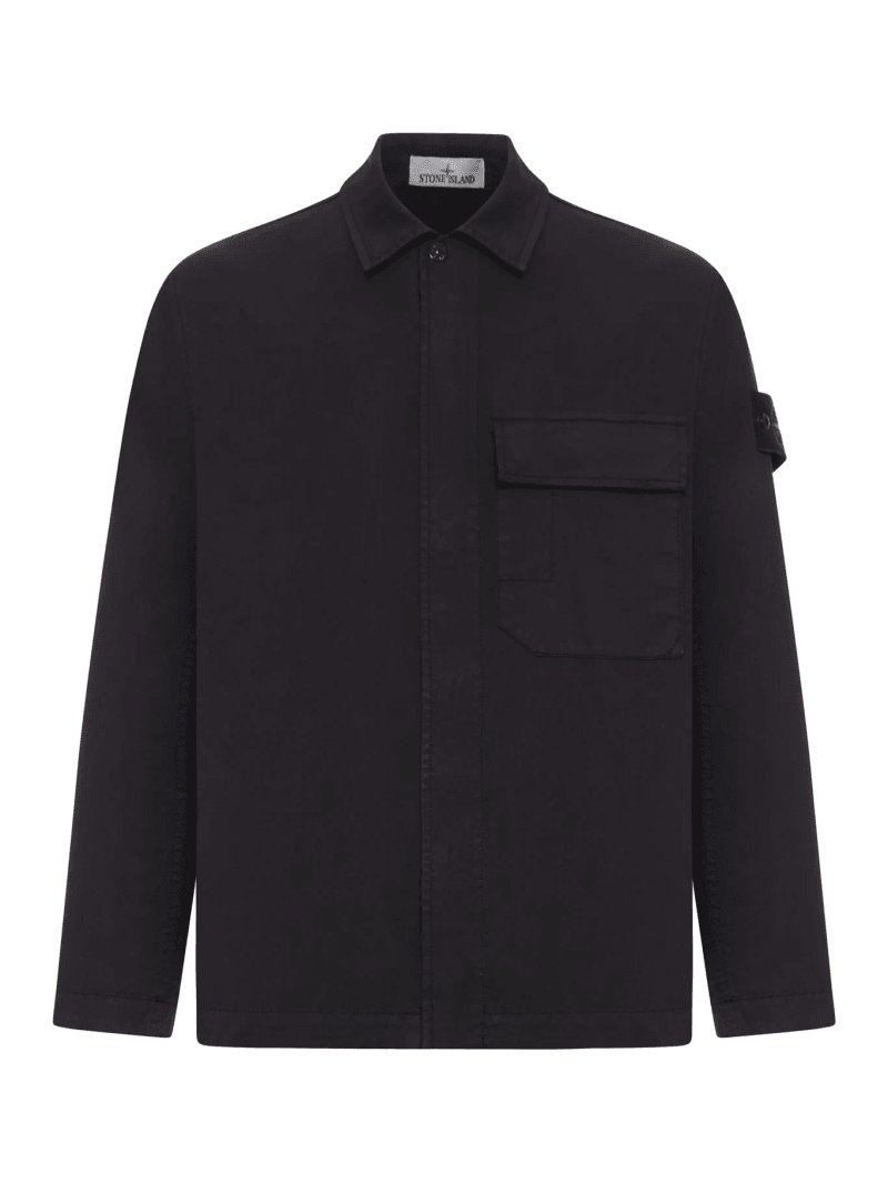 COTTON OVERSHIRT WITH CHEST POCKET AND REMOVABLE BADGE - Stone Island - Man