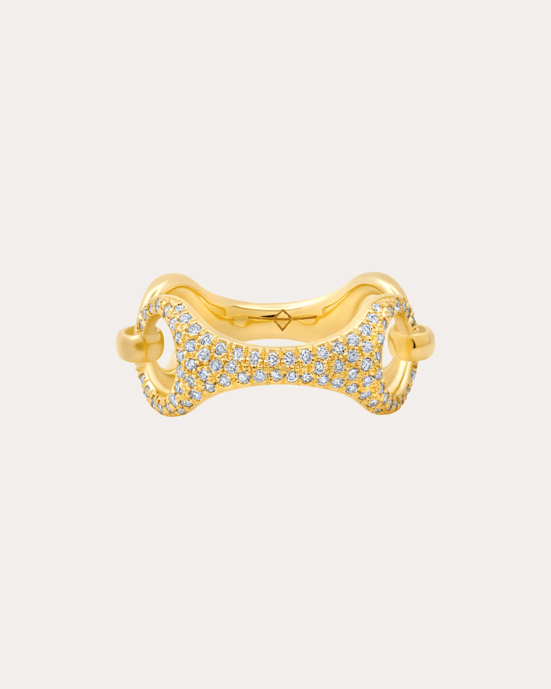 Gabriela Artigas Women's Diamond & 14k Gold Pavé 20mm Beam Link Ring in 14K Yellow Gold And White Pave Diamonds