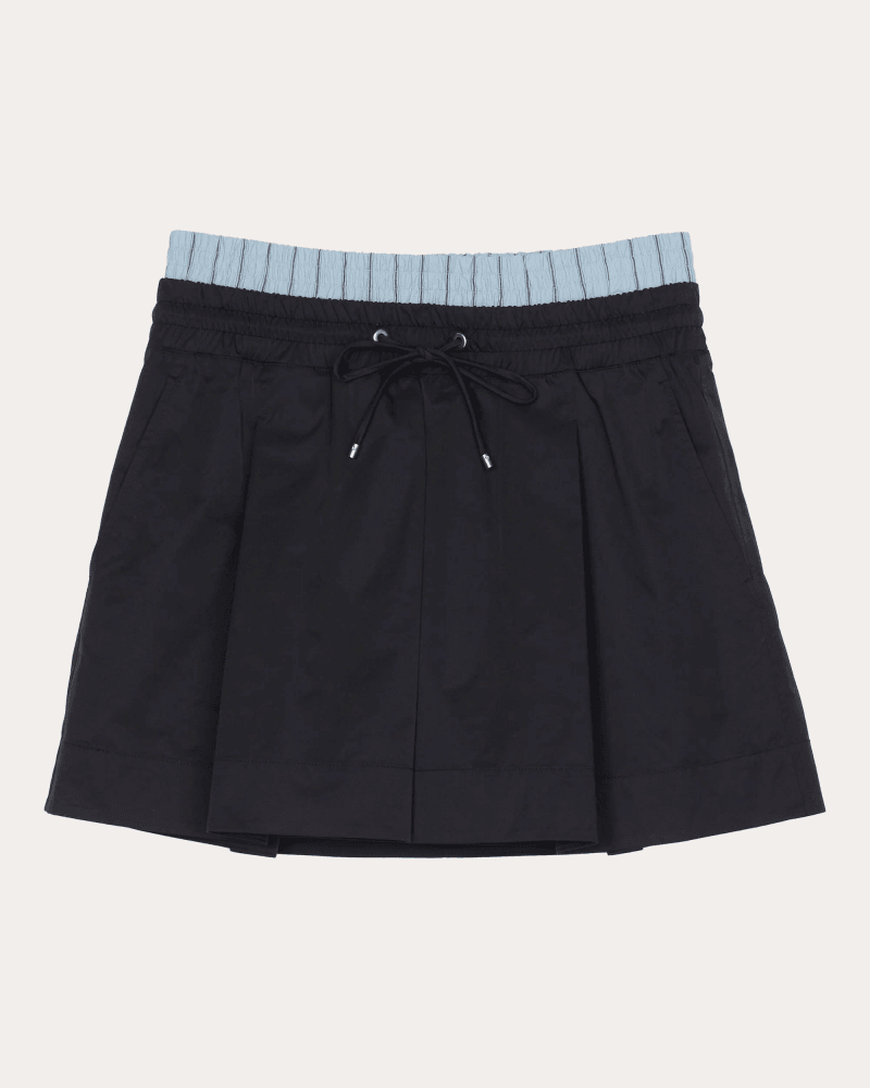 3.1 Phillip Lim Women's Ripstop Double-Waist Pleated Mini Skirt in Blue Polyester