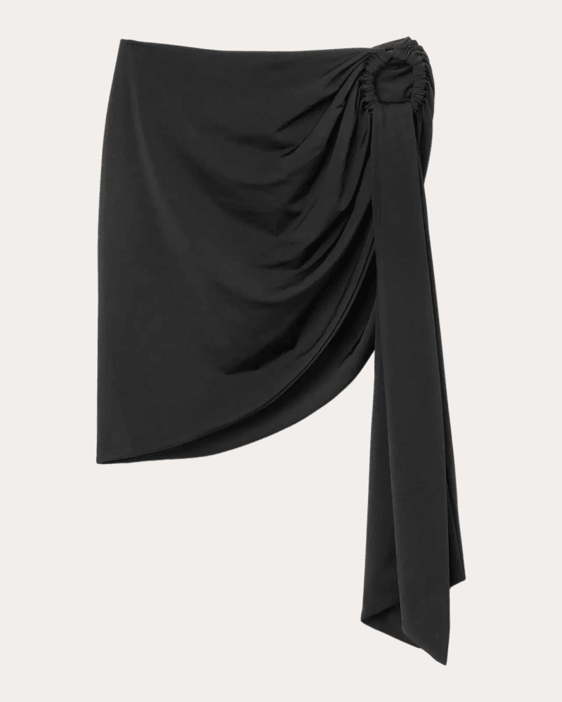 Seaquelle Swim Women's Haven Ruched O-Ring Mini Skirt in Black Elastane/Polyamide