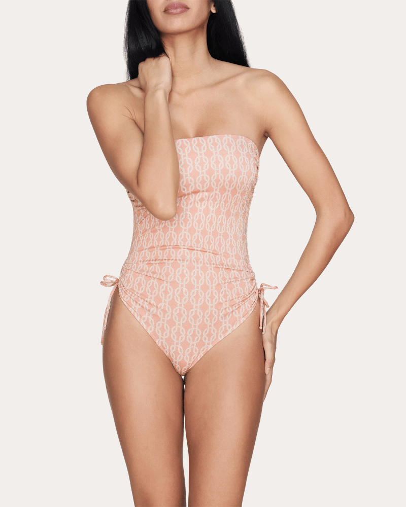 GirlsMustHave Women's Joan Trellis Ruched One-Piece in Pink Elastane/Polyester/Polyamide