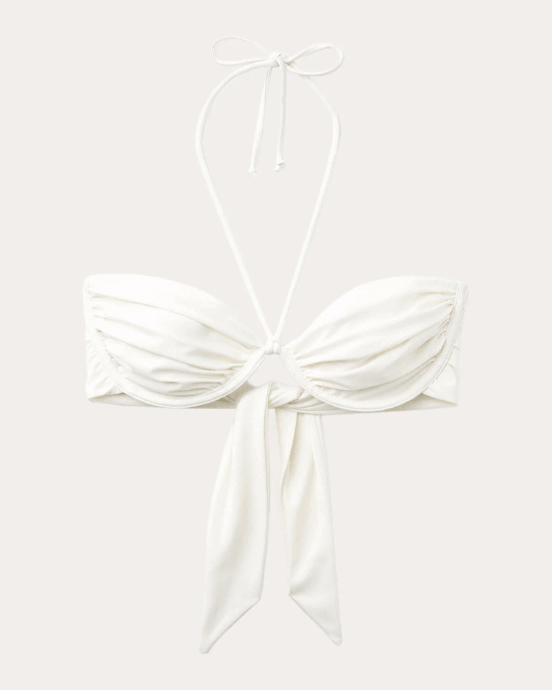 Seaquelle Swim Women's Billow Underwire Balconette Bikini Top in White Elastane/Polyamide