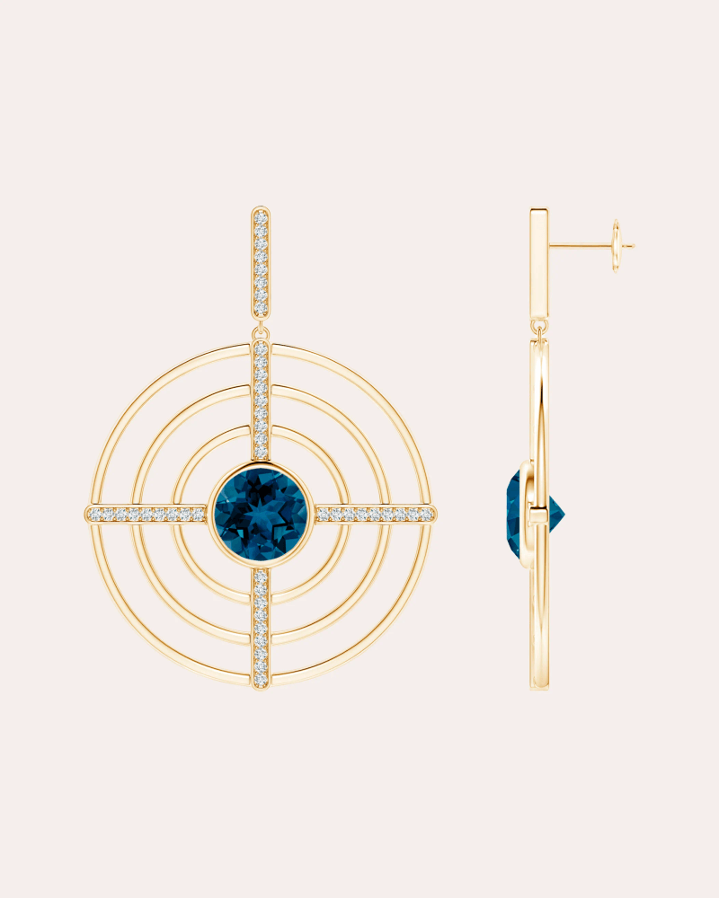 Natori Women's Blue Topaz & Diamond Bar Drop Earrings in Gold 14K Gold
