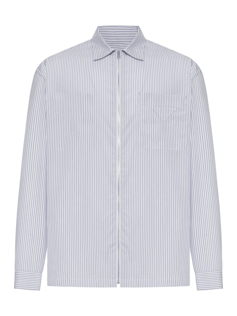 COTTON POPLIN SHIRT WITH STRIPED PATTERN - Prada - Man
