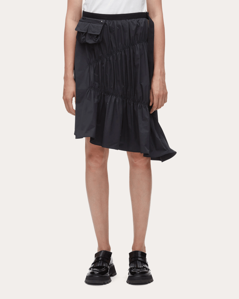3.1 Phillip Lim Women's Ripstop Shirred Asymmetric Skirt in Blue Nylon/Polyester