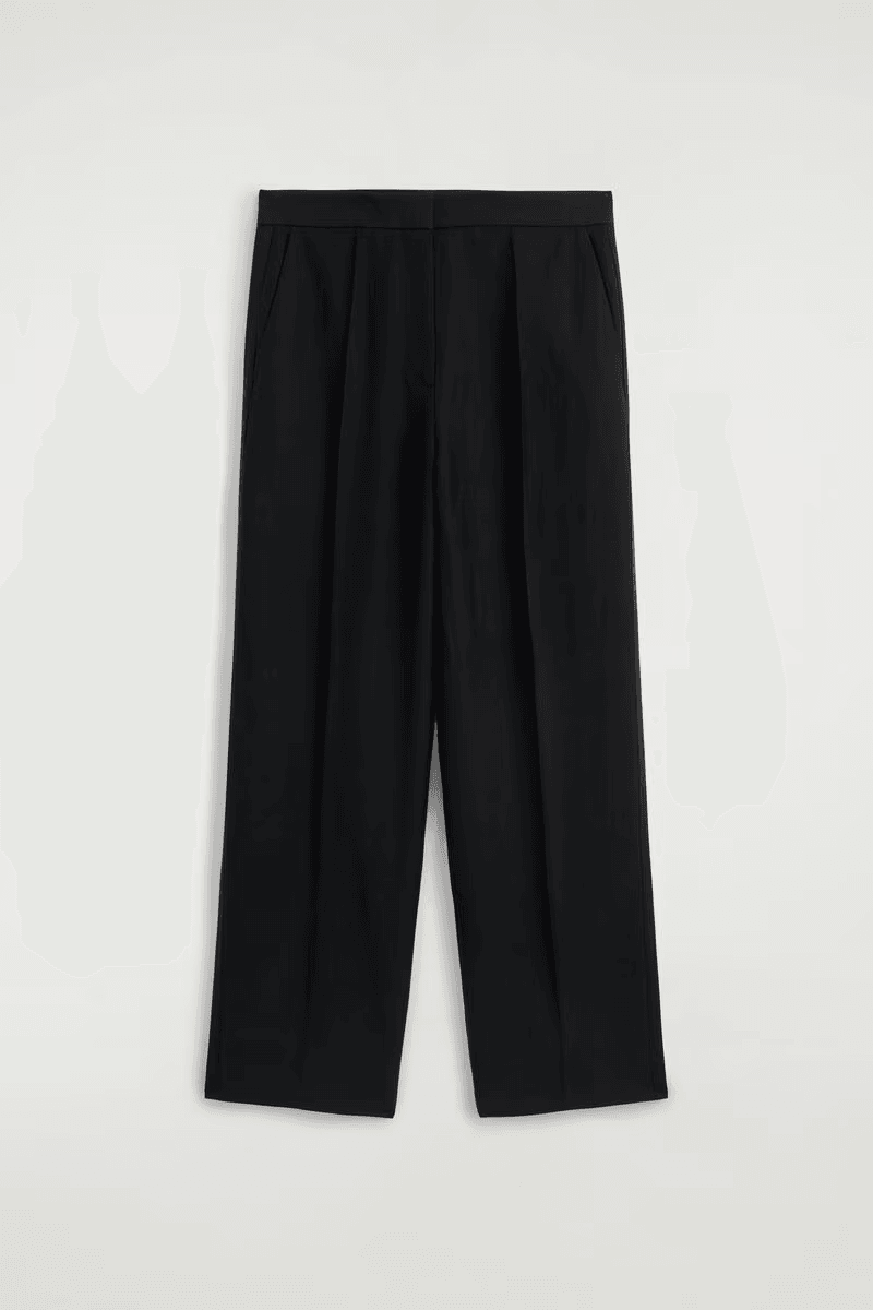 Tailored Linen-Blend Straight-Leg Pants