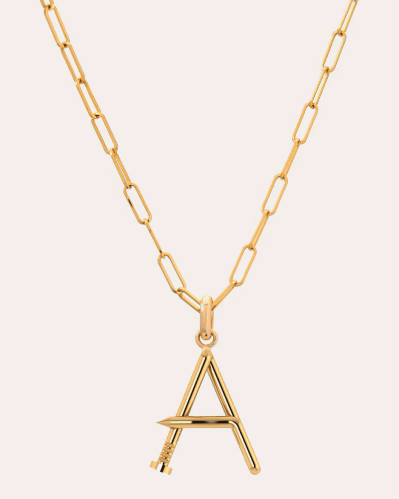 Zoe Lev Women's 14k Gold Large Nail Initial Pendant Necklace
