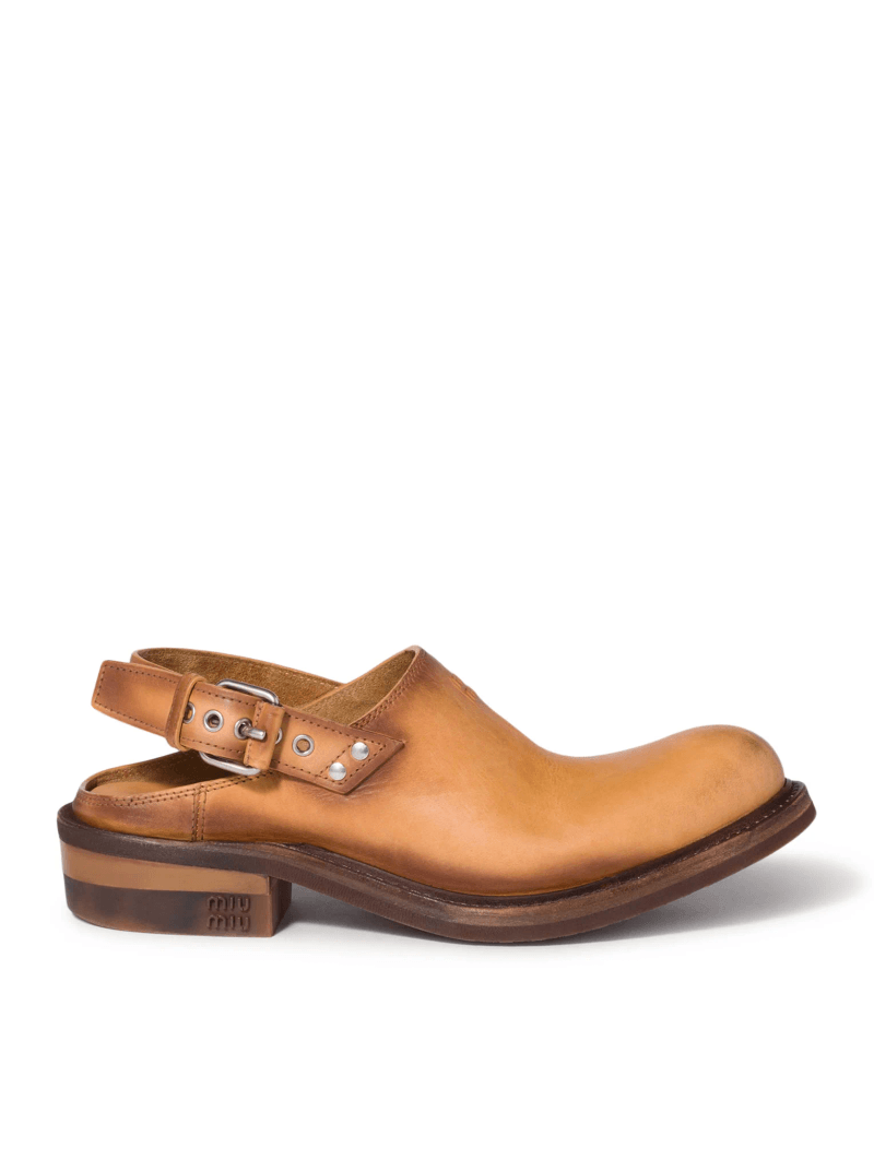 LEATHER FOULE SABOT - Miu Miu - Woman