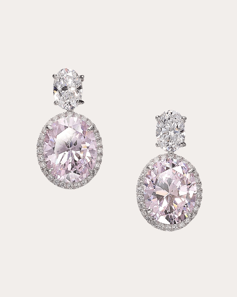 Anabela Chan Women's Rose & White Diamond Celestial Drop Earrings in Pink 18K Gold