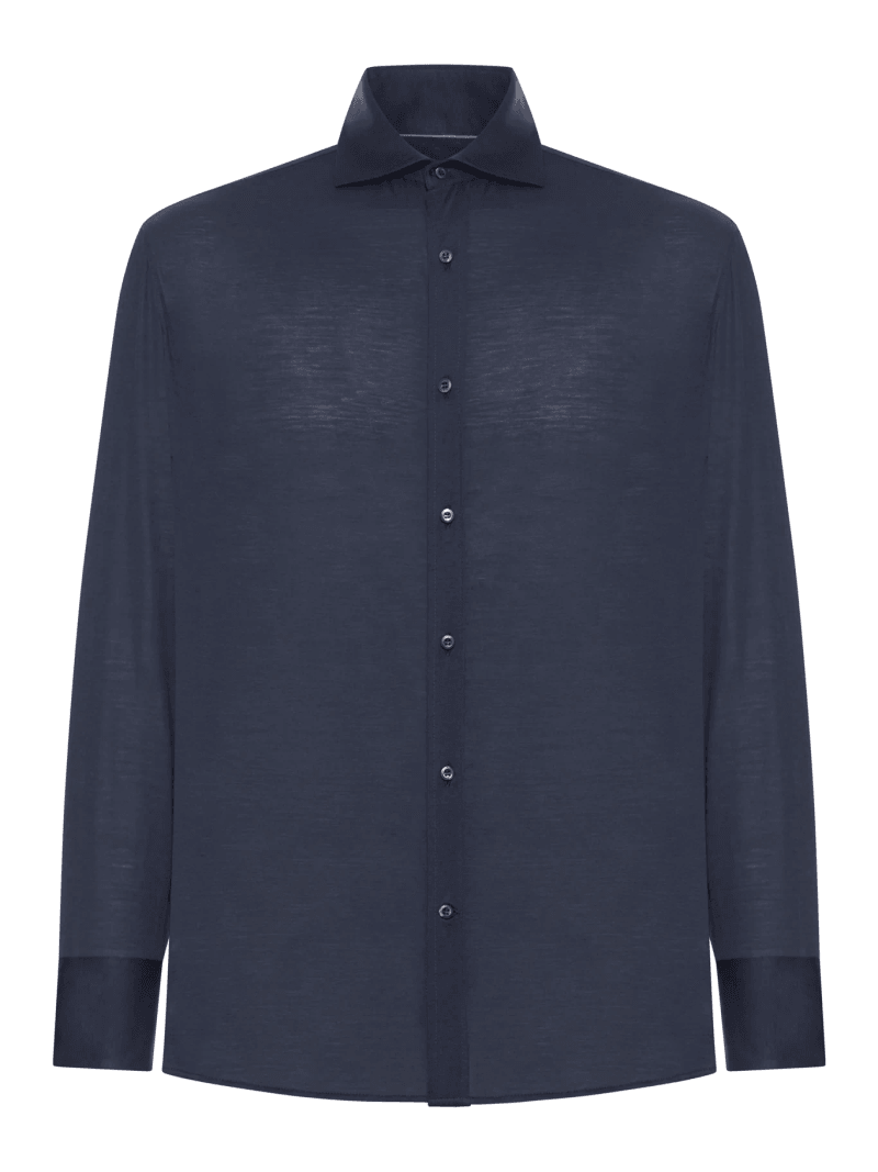 CLASSIC COTTON AND SILK BLEND SHIRT - Brunello Cucinelli - Man