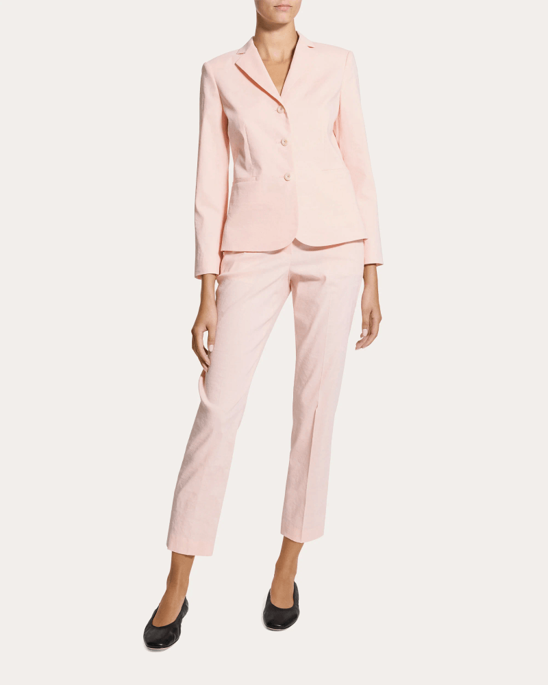 Theory Women's Good Linen Shrunken Blazer in Pink Linen/Viscose/Elastane