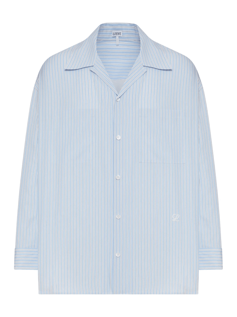 OVERSIZED STRIPED COTTON SHIRT WITH BOWLING COLLAR - Loewe - Man