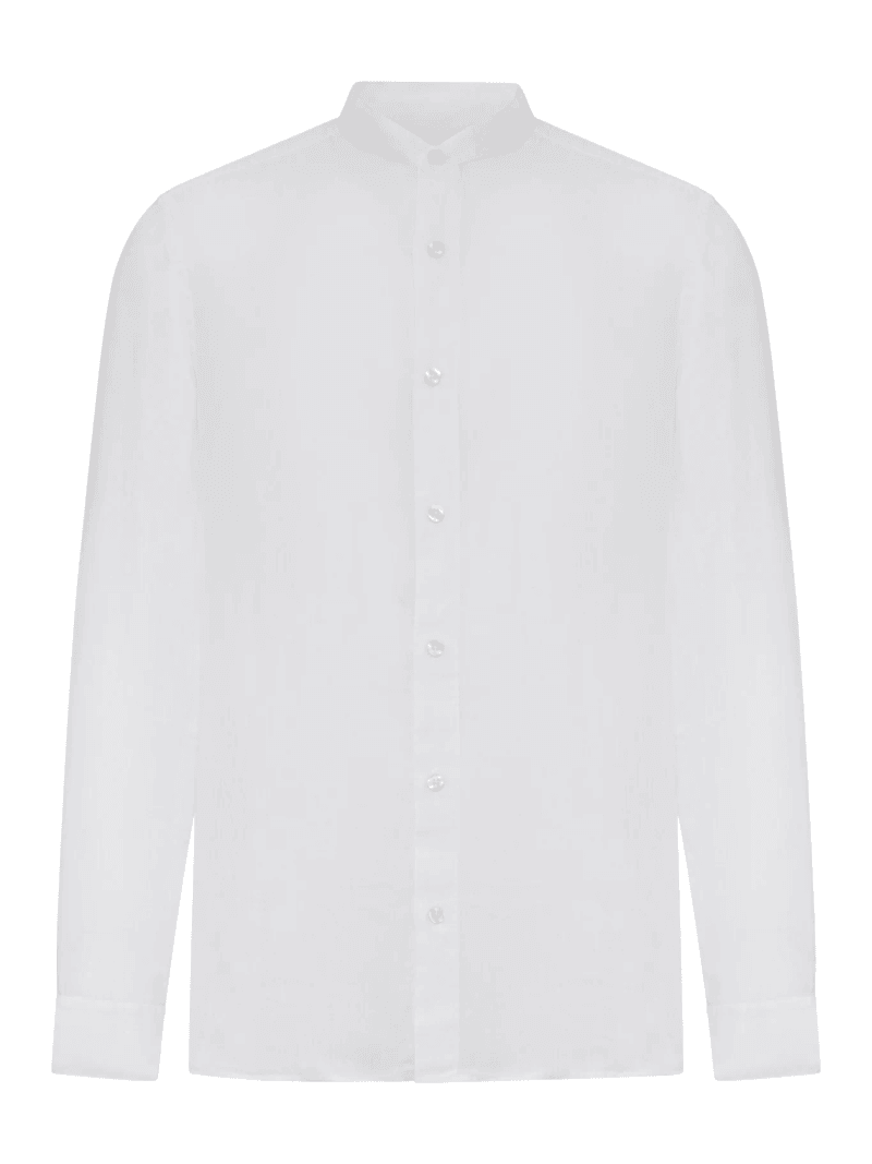 LINEN SHIRT WITH MANDARIN COLLAR - 120% Lino - Man