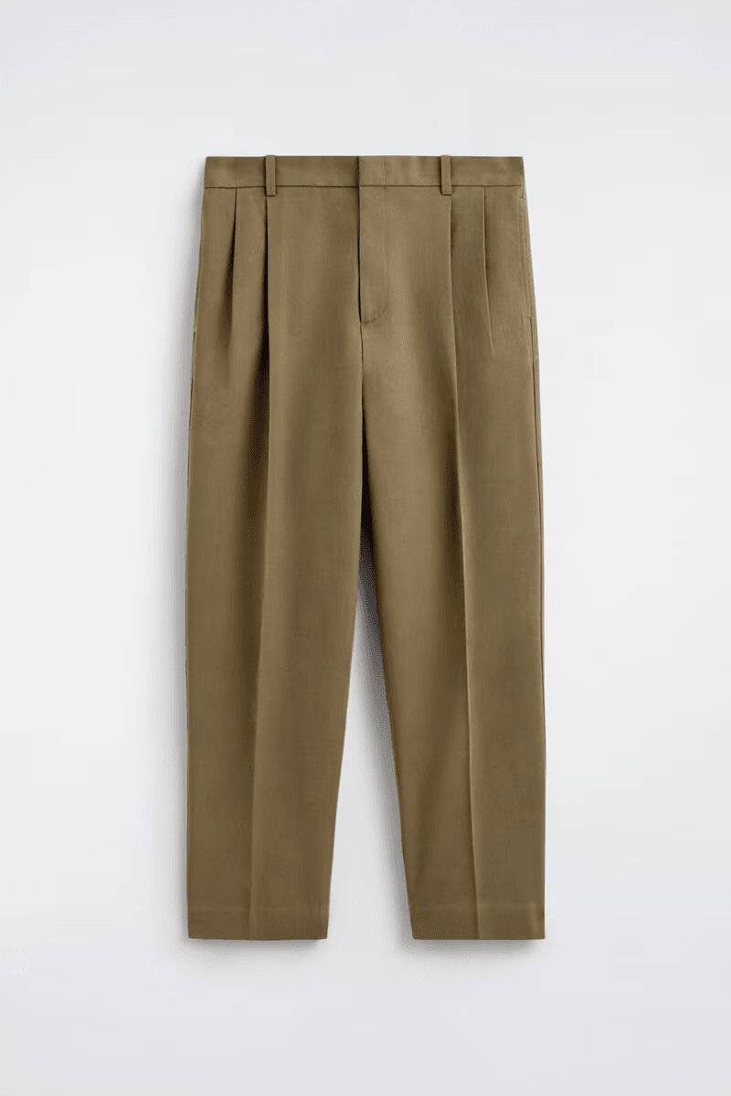 Pleated Relaxed-Fit Tapered Pants