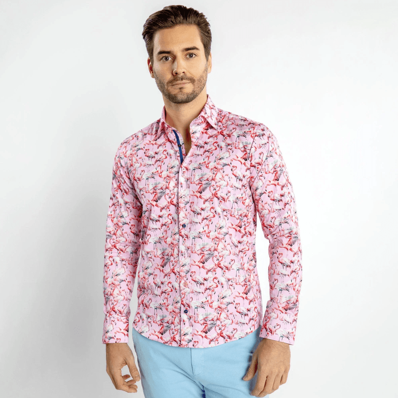 FLAMBOYANCE OF FLAMINGOS PRINT SHIRT