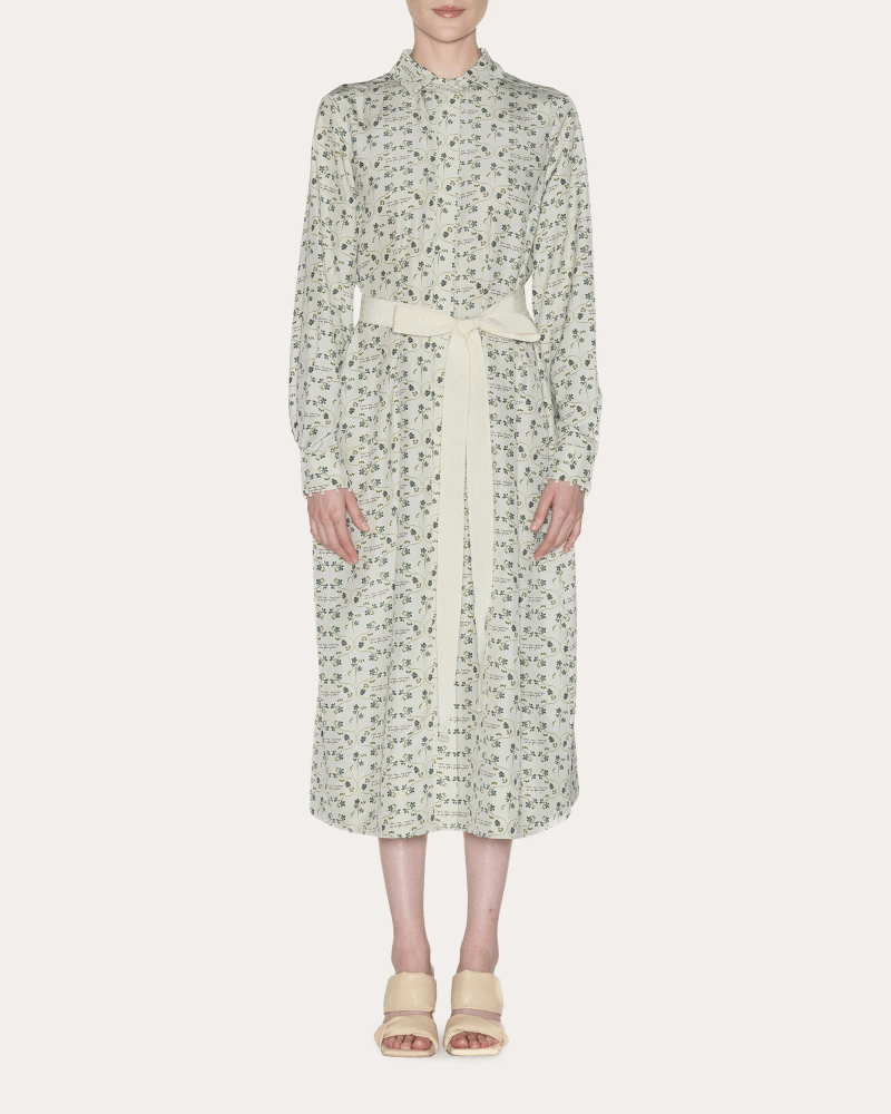 Lia Cohen Women's Meaning Floral Silk Poplin Midi Shirt Dress in White