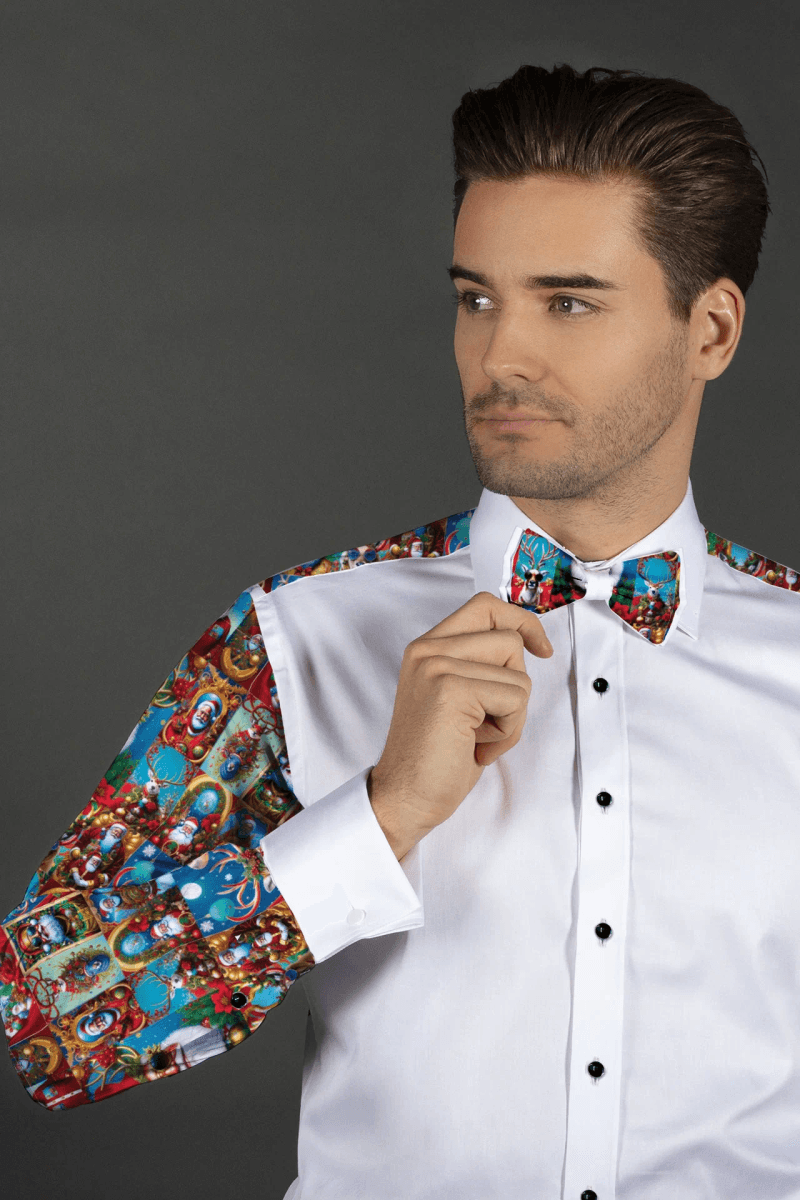 XMAS SANTA TUXEDO SHIRT WITH PRINTED BOWTIE